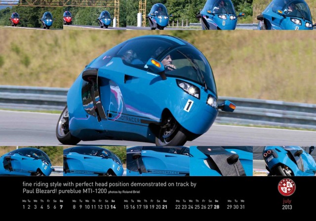 July 2013 MonoTracer of Switzerland Calendar - fine riding style with perfect head position demonstrated on track by Paul Blezard!  pureblue MTI-1200.